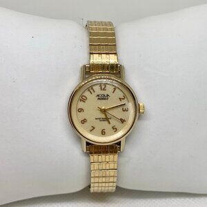 Acqua indiglo women watch 23mm round gold tone quartz analog size 6” running